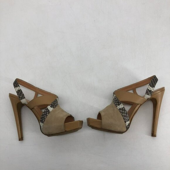 Aperlai Paris python suede nude tan  sling back high heels 39 - Picture 9 of 12